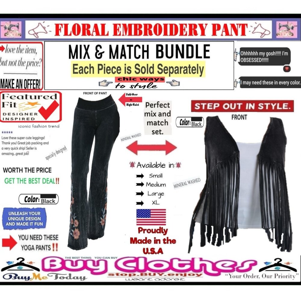 π BOTTOM Fold Embroidery π FLORAL β LEGGING PANT Waist FLARE Wash πΈ BUY NOWβ - Picture 3 of 16